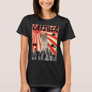 Camiseta Gato birmano Catzilla japonés retro divertido