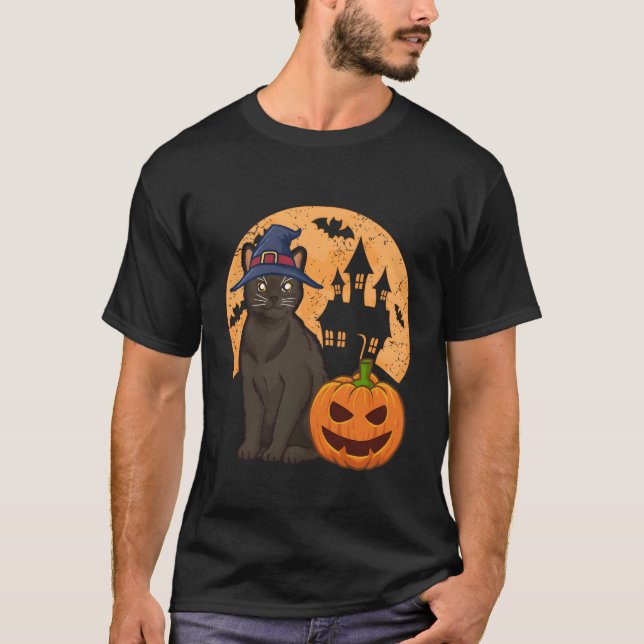 Camiseta Gato Birmano Con Halloween De Brujas Y Calabaza (Anverso)