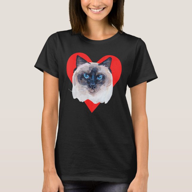 Camiseta Gato Birmano Lindo Corazón Rojo (Anverso)