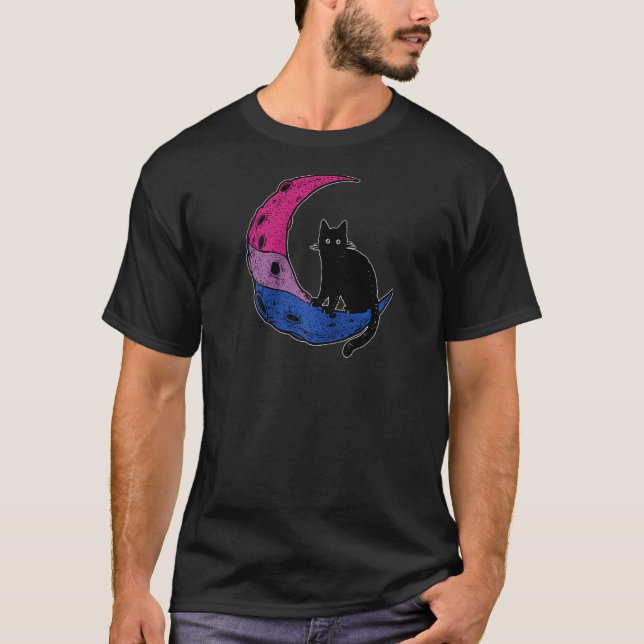 Camiseta Gato bisexual en el espacio de la luna Gay Festiva (Anverso)