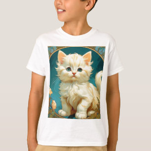 Camiseta Gato blanco Alphonse Mucha Art Nouveau
