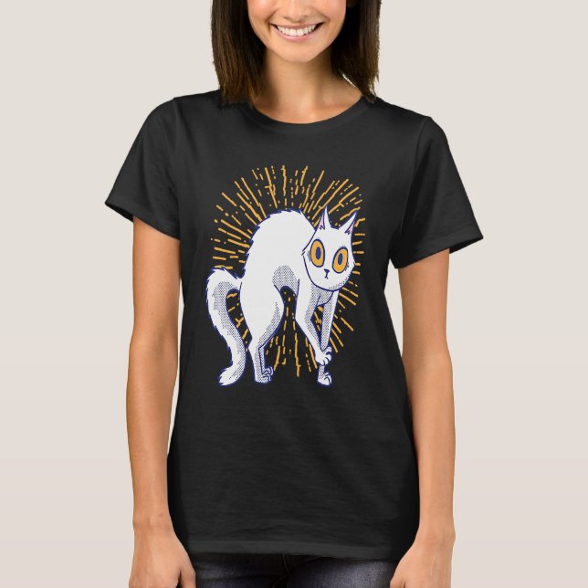 Camiseta Gato blanco asustado (Anverso)