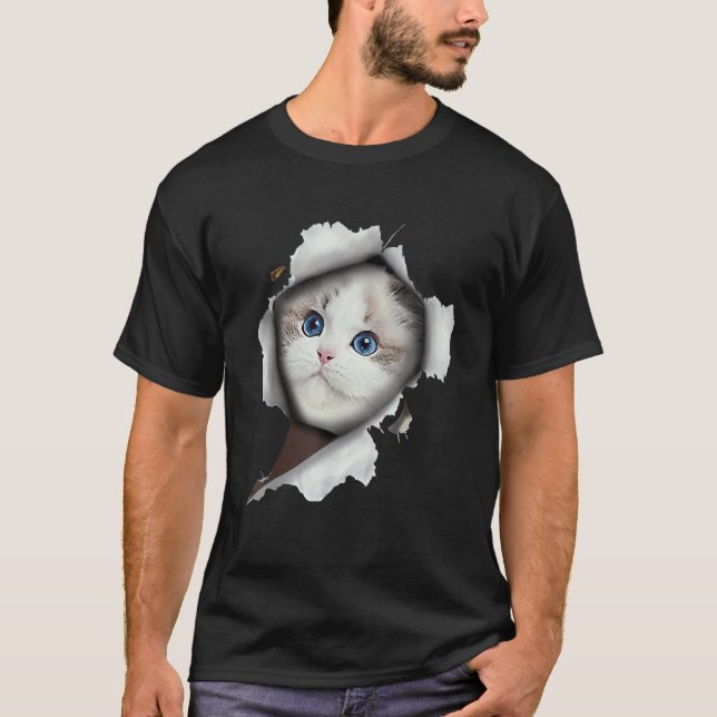 Camiseta Gato blanco Ca  Gato Roto Tela (Anverso)