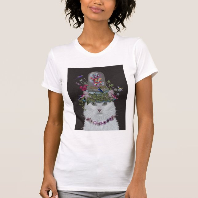 Camiseta Gato blanco con mariposa Bell Jar (Anverso)