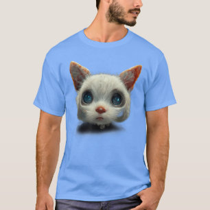 Camiseta Gato blanco de la infancia Cara de arte realista G