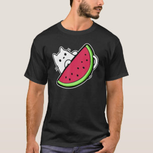 Camiseta Gato blanco debajo de rebanada de sandía dulce