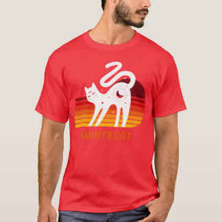Camiseta gato blanco divertido chico retro vintage