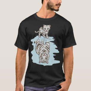 Camiseta Gato Blanco En Espejo Reflexión Tigre Bebé Gatito