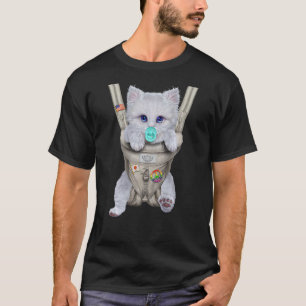 Camiseta Gato Blanco Esponjoso con Chupete en Portabebés