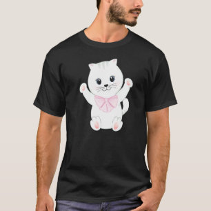 Camiseta Gato Blanco Feliz Lindo Animal Mascota con R de co