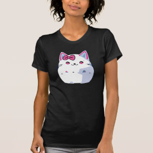Camiseta Gato blanco gatito con Bowtie rosa