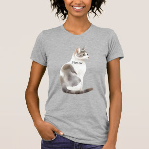 Camiseta Gato Blanco Gris