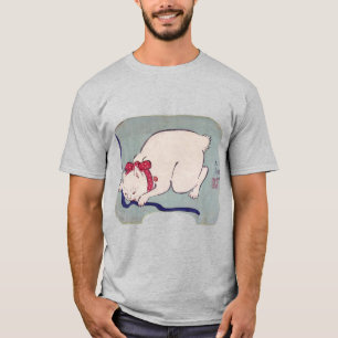 Camiseta Gato blanco jugando con una cuerda, Hiroshige