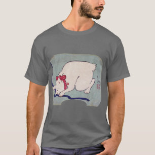 Camiseta Gato blanco jugando con una cuerda, Hiroshige