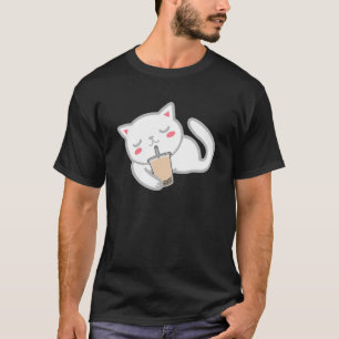 Camiseta Gato blanco lindo con Boba Angora Kitten Leche de 