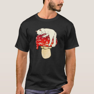 Camiseta Gato blanco lindo durmiendo en hongo rojo visto