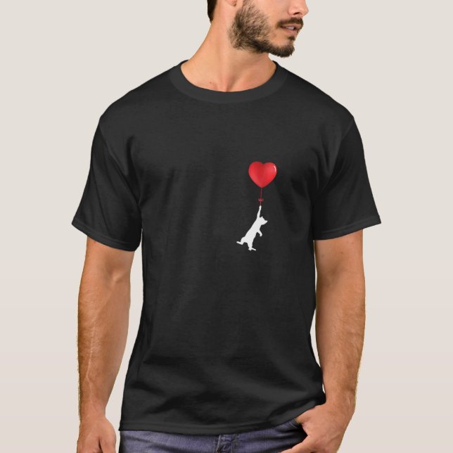 Camiseta Gato blanco lindo volando con globo cardíaco amor  (Anverso)