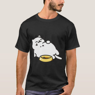 Camiseta Gato blanco lleno de comida