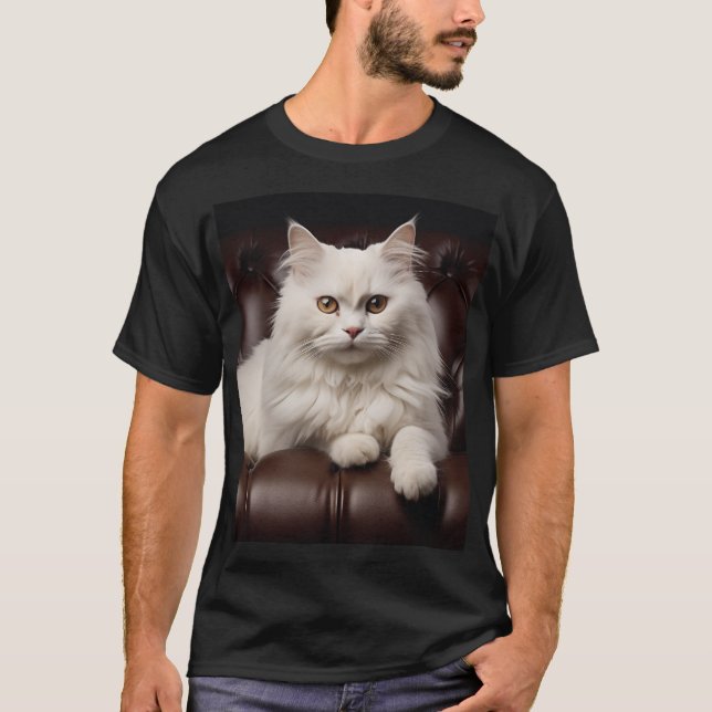Camiseta Gato blanco majestuoso (Anverso)
