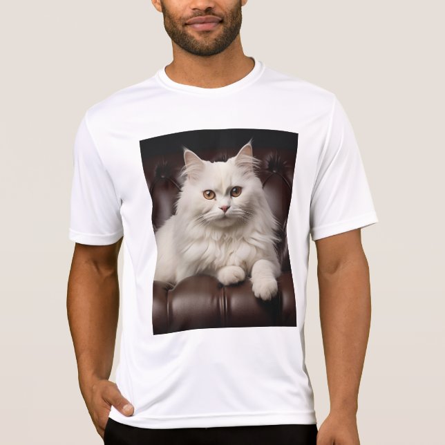 Camiseta Gato blanco majestuoso (Anverso)