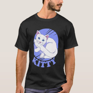 Camiseta Gato blanco mordiendo la cola