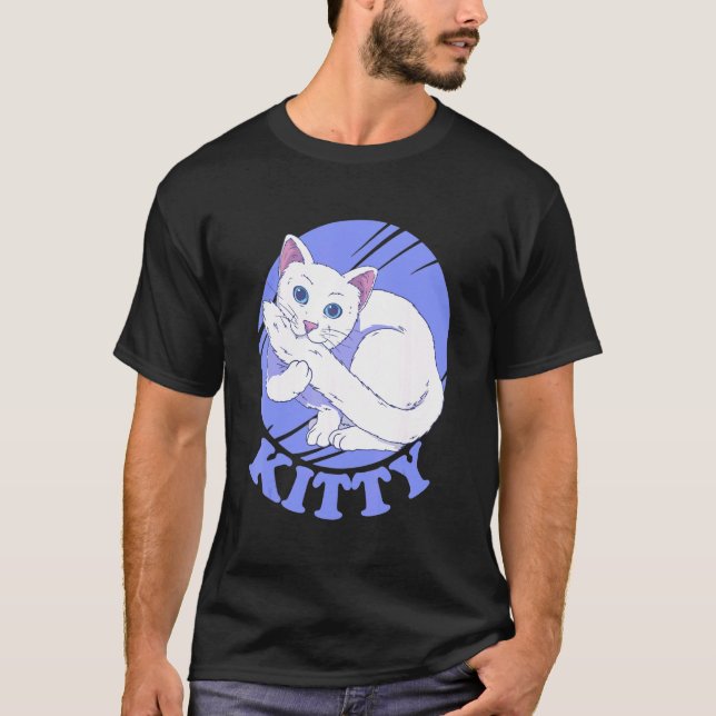Camiseta Gato blanco mordiendo la cola (Anverso)