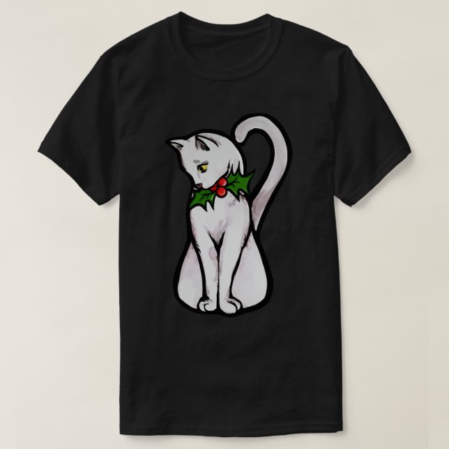 Camiseta Gato blanco navidad (Diseño del anverso)
