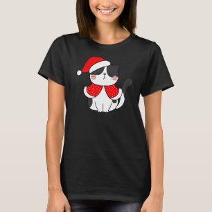Camiseta Gato blanco negro Navidades de Santa Hat Cat Bah h