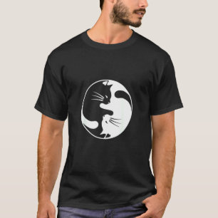 Camiseta Gato Blanco Negro Yin Y Yang Para Mujeres Y Papá