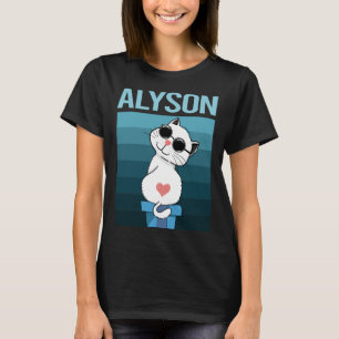 Camiseta Gato blanco - Nombre de Alyson
