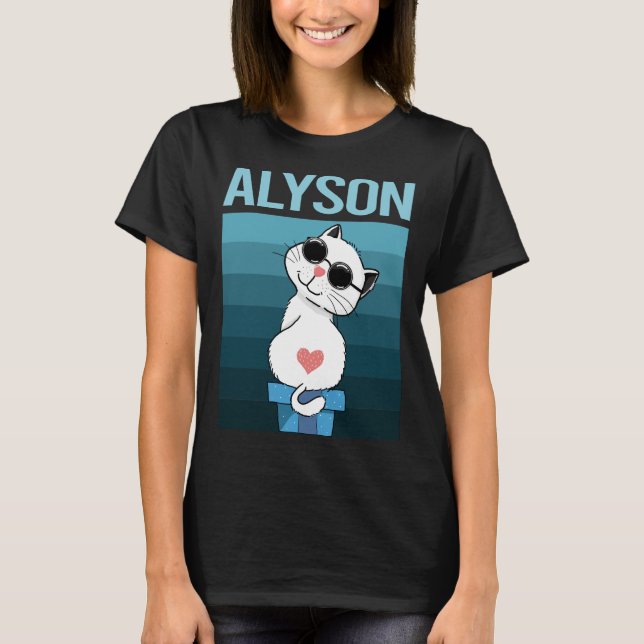 Camiseta Gato blanco - Nombre de Alyson (Anverso)