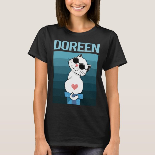 Camiseta Gato Blanco - Nombre Doreen (Anverso)