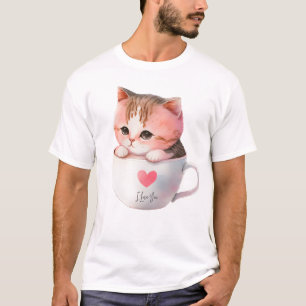 Camiseta Gato blanco-rosado en una taza de té (2)