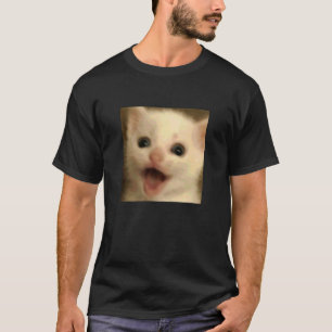 Camiseta Gato blanco sorprendido divertido foto borrosa mem