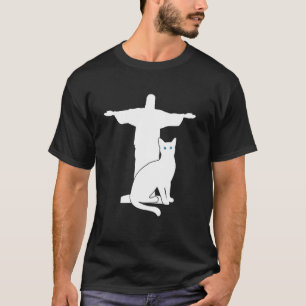 Camiseta Gato Blanco Viaje Silueta Cristo Redentor Br