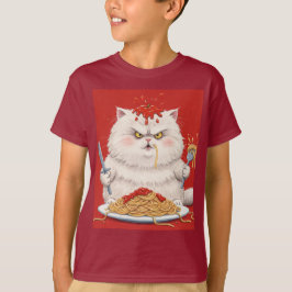 Camiseta Gato blanco y espagueti, de Natasha Us