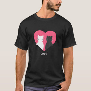 Camiseta Gato Blanco Y Negro Con Amor Feliz Gal