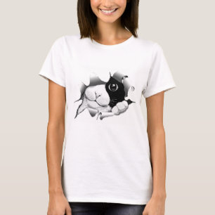 Camiseta Gato blanco y negro curioso del gatito