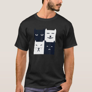 Camiseta Gato Blanco y Negro Tablero de Ajedrez Cuadrado Ún