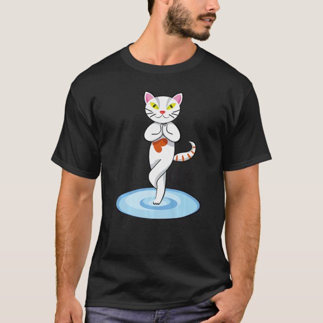 Camiseta Gato blanco yoga (Anverso)