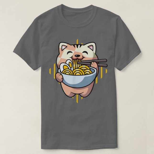 Camiseta gato boba come ramen anime kawaii neko, gato bebe (Diseño del anverso)