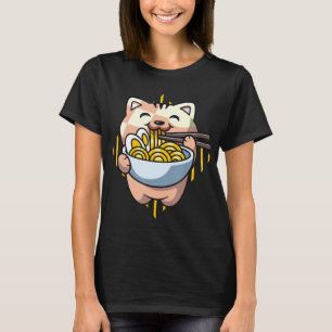 Camiseta gato boba come ramen anime kawaii neko gato bebien