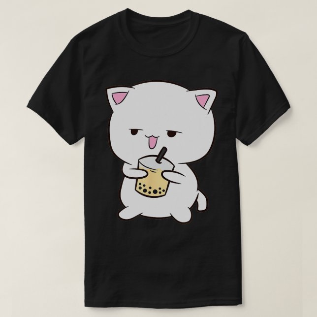 Camiseta Gato Boba lindo con Boba Tea Cat Beber Burbuja (Diseño del anverso)
