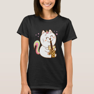 Camiseta Gato Boba Té Burbuja Gato Lindo Unicornio Bebiendo