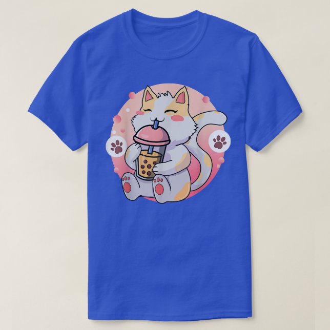 Camiseta Gato Boba Tea Bubble Tea Anime Kawaii Neko 265 (Diseño del anverso)