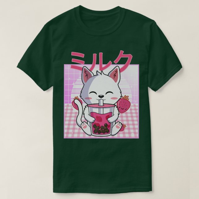 Camiseta Gato Boba Tea Bubble Tea Anime Kawaii Neko Gift Ki (Diseño del anverso)