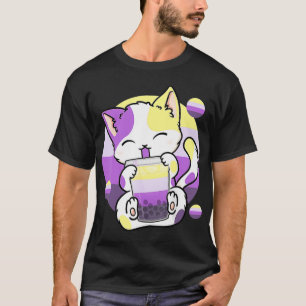 Camiseta Gato Boba Tea Bubble Tea Anime Kawaii Neko Kids Gi