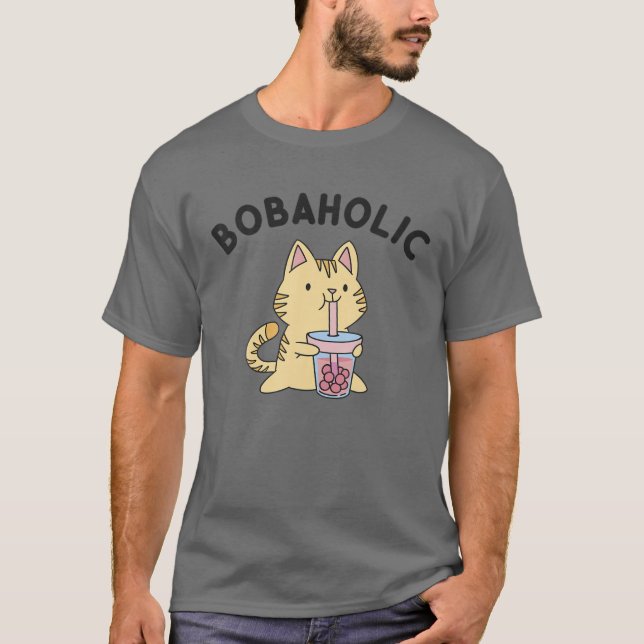 Camiseta Gato Bobaholic Kawaii Leche de burbuja Boba Tea (Anverso)