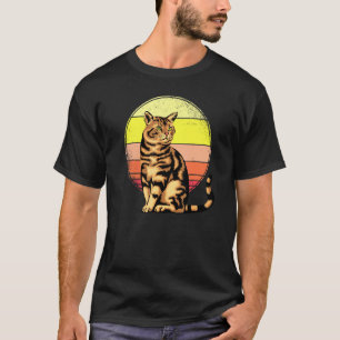 Camiseta gato bobtail atardecer retro ca mi gato para mujer