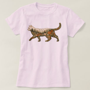 Camiseta Gato Boho Floral — Amante de los Gatos Mujer   Pla